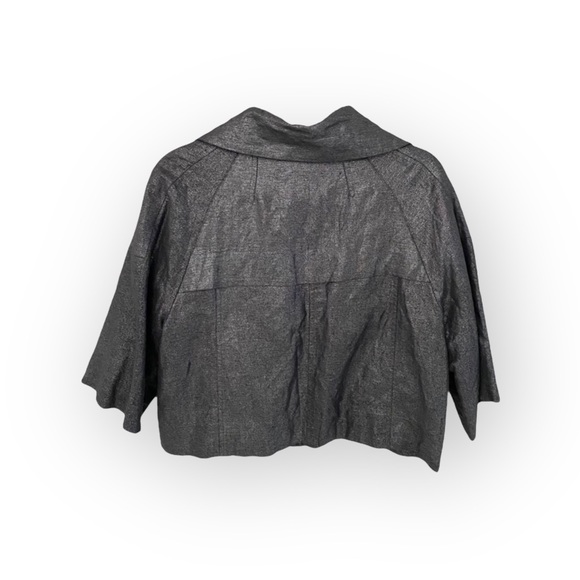 Sandro ༄ Cropped Swing Jacket ༄ Metallic Black + Silver Hardware ༄ M ༄ - Picture 3 of 14